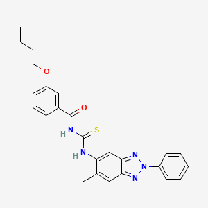 molecular formula C25H25N5O2S B5084040 3-butoxy-N-{[(6-methyl-2-phenyl-2H-1,2,3-benzotriazol-5-yl)amino]carbonothioyl}benzamide 