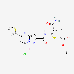 molecular formula C21H16ClF2N5O4S2 B5084058 ethyl 4-(aminocarbonyl)-5-({[7-[chloro(difluoro)methyl]-5-(2-thienyl)pyrazolo[1,5-a]pyrimidin-2-yl]carbonyl}amino)-3-methyl-2-thiophenecarboxylate 