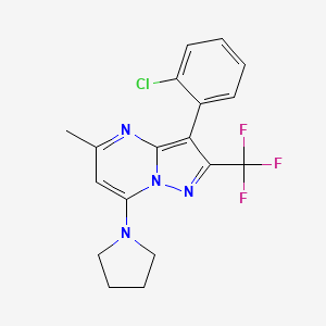molecular formula C18H16ClF3N4 B5084061 3-(2-chlorophenyl)-5-methyl-7-(1-pyrrolidinyl)-2-(trifluoromethyl)pyrazolo[1,5-a]pyrimidine 