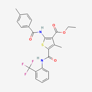 molecular formula C24H21F3N2O4S B5084069 ethyl 4-methyl-2-[(4-methylbenzoyl)amino]-5-({[2-(trifluoromethyl)phenyl]amino}carbonyl)-3-thiophenecarboxylate 