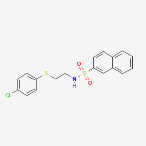 molecular formula C18H16ClNO2S2 B5084092 N-{2-[(4-chlorophenyl)thio]ethyl}-2-naphthalenesulfonamide 