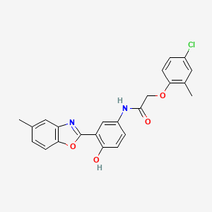 2-(4-chloro-2-methylphenoxy)-N-[4-hydroxy-3-(5-methyl-1,3-benzoxazol-2-yl)phenyl]acetamide