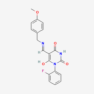 1-(2-fluorophenyl)-5-{[(4-methoxybenzyl)amino]methylene}-2,4,6(1H,3H,5H)-pyrimidinetrione