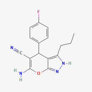 molecular formula C16H15FN4O B5084194 6-amino-4-(4-fluorophenyl)-3-propyl-2,4-dihydropyrano[2,3-c]pyrazole-5-carbonitrile 
