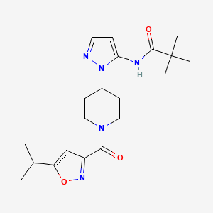 molecular formula C20H29N5O3 B5084197 N-(1-{1-[(5-isopropyl-3-isoxazolyl)carbonyl]-4-piperidinyl}-1H-pyrazol-5-yl)-2,2-dimethylpropanamide 
