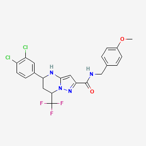 molecular formula C22H19Cl2F3N4O2 B5084211 5-(3,4-dichlorophenyl)-N-(4-methoxybenzyl)-7-(trifluoromethyl)-4,5,6,7-tetrahydropyrazolo[1,5-a]pyrimidine-2-carboxamide 