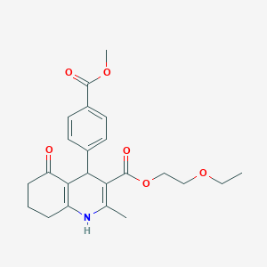 molecular formula C23H27NO6 B5084229 2-ethoxyethyl 4-[4-(methoxycarbonyl)phenyl]-2-methyl-5-oxo-1,4,5,6,7,8-hexahydro-3-quinolinecarboxylate 