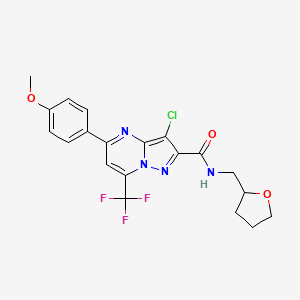 molecular formula C20H18ClF3N4O3 B5084258 3-chloro-5-(4-methoxyphenyl)-N-(tetrahydro-2-furanylmethyl)-7-(trifluoromethyl)pyrazolo[1,5-a]pyrimidine-2-carboxamide 