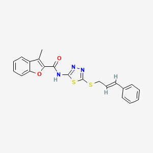 molecular formula C21H17N3O2S2 B5084320 3-methyl-N-{5-[(3-phenyl-2-propen-1-yl)thio]-1,3,4-thiadiazol-2-yl}-1-benzofuran-2-carboxamide 