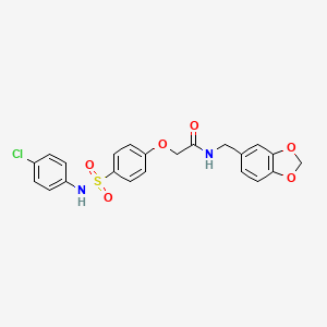 molecular formula C22H19ClN2O6S B5084354 N-(1,3-benzodioxol-5-ylmethyl)-2-(4-{[(4-chlorophenyl)amino]sulfonyl}phenoxy)acetamide 