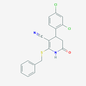 molecular formula C19H14Cl2N2OS B5084411 2-(benzylthio)-4-(2,4-dichlorophenyl)-6-oxo-1,4,5,6-tetrahydro-3-pyridinecarbonitrile 