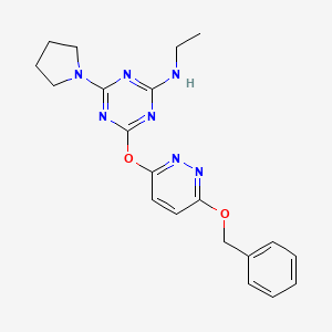 molecular formula C20H23N7O2 B5084494 4-{[6-(benzyloxy)-3-pyridazinyl]oxy}-N-ethyl-6-(1-pyrrolidinyl)-1,3,5-triazin-2-amine 