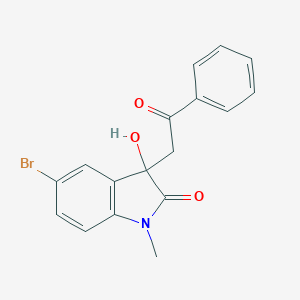 molecular formula C17H14BrNO3 B508451 5-bromo-3-hydroxy-1-methyl-3-(2-oxo-2-phenylethyl)-1,3-dihydro-2H-indol-2-one CAS No. 486994-31-4