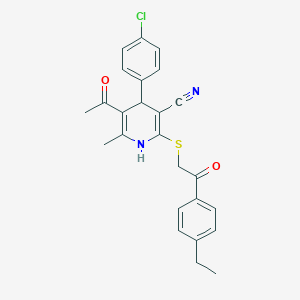 5-acetyl-4-(4-chlorophenyl)-2-{[2-(4-ethylphenyl)-2-oxoethyl]thio}-6-methyl-1,4-dihydro-3-pyridinecarbonitrile