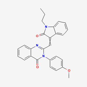 molecular formula C27H23N3O3 B5084551 3-(4-methoxyphenyl)-2-[(2-oxo-1-propyl-1,2-dihydro-3H-indol-3-ylidene)methyl]-4(3H)-quinazolinone 