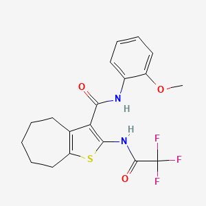 molecular formula C19H19F3N2O3S B5084564 N-(2-methoxyphenyl)-2-[(trifluoroacetyl)amino]-5,6,7,8-tetrahydro-4H-cyclohepta[b]thiophene-3-carboxamide 