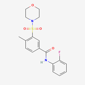 molecular formula C18H19FN2O4S B5084579 N-(2-fluorophenyl)-4-methyl-3-(4-morpholinylsulfonyl)benzamide 