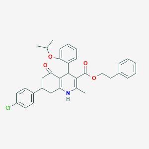 2-phenylethyl 7-(4-chlorophenyl)-4-(2-isopropoxyphenyl)-2-methyl-5-oxo-1,4,5,6,7,8-hexahydro-3-quinolinecarboxylate