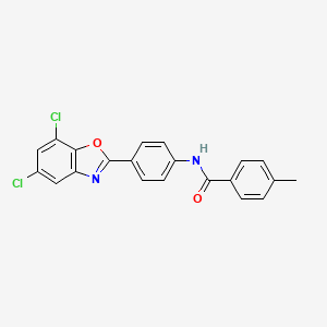 molecular formula C21H14Cl2N2O2 B5084739 N-[4-(5,7-dichloro-1,3-benzoxazol-2-yl)phenyl]-4-methylbenzamide 