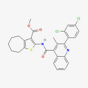 molecular formula C28H24Cl2N2O3S B5084776 methyl 2-({[2-(2,4-dichlorophenyl)-3-methyl-4-quinolinyl]carbonyl}amino)-5,6,7,8-tetrahydro-4H-cyclohepta[b]thiophene-3-carboxylate 