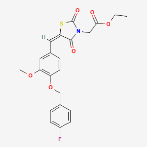 molecular formula C22H20FNO6S B5084824 ethyl (5-{4-[(4-fluorobenzyl)oxy]-3-methoxybenzylidene}-2,4-dioxo-1,3-thiazolidin-3-yl)acetate 