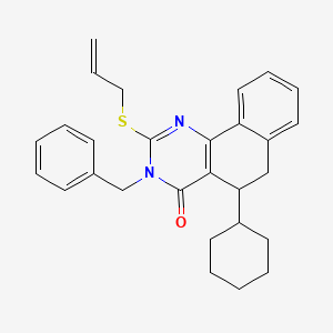 molecular formula C28H30N2OS B5084887 2-(allylthio)-3-benzyl-5-cyclohexyl-5,6-dihydrobenzo[h]quinazolin-4(3H)-one 
