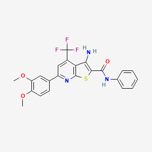 3-amino-6-(3,4-dimethoxyphenyl)-N-phenyl-4-(trifluoromethyl)thieno[2,3-b]pyridine-2-carboxamide