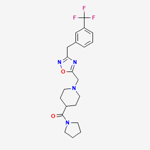 molecular formula C21H25F3N4O2 B5085022 4-(1-pyrrolidinylcarbonyl)-1-({3-[3-(trifluoromethyl)benzyl]-1,2,4-oxadiazol-5-yl}methyl)piperidine 