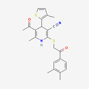 molecular formula C24H24N2O2S2 B5085023 5-acetyl-2-{[2-(3,4-dimethylphenyl)-2-oxoethyl]thio}-6-methyl-4-(3-methyl-2-thienyl)-1,4-dihydro-3-pyridinecarbonitrile 