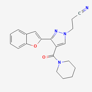 molecular formula C20H20N4O2 B5085046 3-[3-(1-benzofuran-2-yl)-4-(1-piperidinylcarbonyl)-1H-pyrazol-1-yl]propanenitrile 