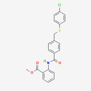 molecular formula C22H18ClNO3S B5085109 methyl 2-[(4-{[(4-chlorophenyl)thio]methyl}benzoyl)amino]benzoate 