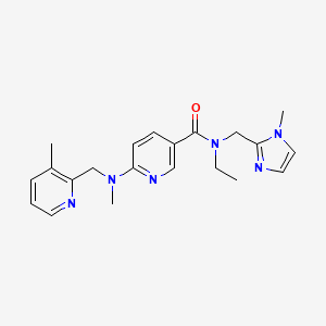 molecular formula C21H26N6O B5085134 N-ethyl-N-[(1-methyl-1H-imidazol-2-yl)methyl]-6-{methyl[(3-methyl-2-pyridinyl)methyl]amino}nicotinamide 