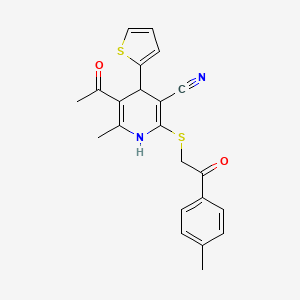 molecular formula C22H20N2O2S2 B5085149 5-acetyl-6-methyl-2-{[2-(4-methylphenyl)-2-oxoethyl]thio}-4-(2-thienyl)-1,4-dihydro-3-pyridinecarbonitrile 