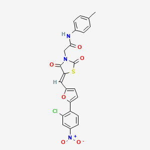 molecular formula C23H16ClN3O6S B5085244 2-(5-{[5-(2-chloro-4-nitrophenyl)-2-furyl]methylene}-2,4-dioxo-1,3-thiazolidin-3-yl)-N-(4-methylphenyl)acetamide 