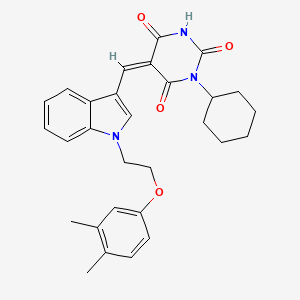 1-cyclohexyl-5-({1-[2-(3,4-dimethylphenoxy)ethyl]-1H-indol-3-yl}methylene)-2,4,6(1H,3H,5H)-pyrimidinetrione