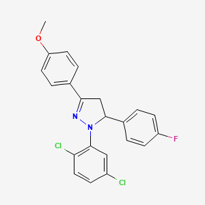 molecular formula C22H17Cl2FN2O B5085338 1-(2,5-dichlorophenyl)-5-(4-fluorophenyl)-3-(4-methoxyphenyl)-4,5-dihydro-1H-pyrazole 