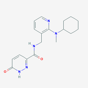 molecular formula C18H23N5O2 B5085440 N-({2-[cyclohexyl(methyl)amino]-3-pyridinyl}methyl)-6-oxo-1,6-dihydro-3-pyridazinecarboxamide 