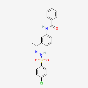 N-(3-{N-[(4-chlorophenyl)sulfonyl]ethanehydrazonoyl}phenyl)benzamide