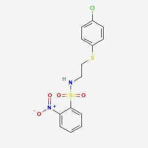 molecular formula C14H13ClN2O4S2 B5085469 N-{2-[(4-chlorophenyl)thio]ethyl}-2-nitrobenzenesulfonamide 