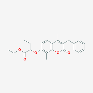 molecular formula C24H26O5 B5085586 ethyl 2-[(3-benzyl-4,8-dimethyl-2-oxo-2H-chromen-7-yl)oxy]butanoate 
