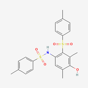molecular formula C22H23NO5S2 B5085591 N-{4-hydroxy-3,5-dimethyl-2-[(4-methylphenyl)sulfonyl]phenyl}-4-methylbenzenesulfonamide 