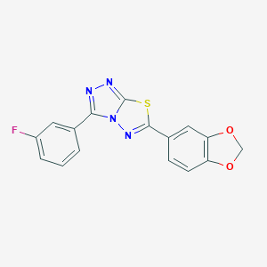 molecular formula C16H9FN4O2S B508564 6-(1,3-Benzodioxol-5-yl)-3-(3-fluorophenyl)[1,2,4]triazolo[3,4-b][1,3,4]thiadiazole CAS No. 947878-14-0