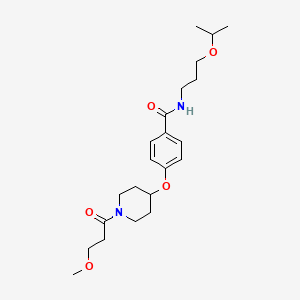 molecular formula C22H34N2O5 B5085675 N-(3-isopropoxypropyl)-4-{[1-(3-methoxypropanoyl)-4-piperidinyl]oxy}benzamide 