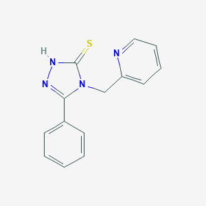 molecular formula C14H12N4S B508569 5-phenyl-4-(2-pyridinylmethyl)-4H-1,2,4-triazol-3-yl hydrosulfide CAS No. 947957-96-2