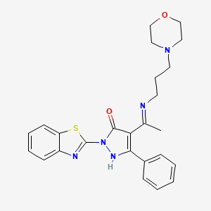 molecular formula C25H27N5O2S B5085748 2-(1,3-benzothiazol-2-yl)-4-(1-{[3-(4-morpholinyl)propyl]amino}ethylidene)-5-phenyl-2,4-dihydro-3H-pyrazol-3-one 
