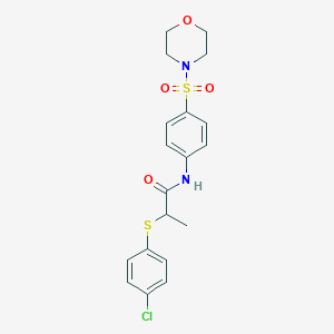 molecular formula C19H21ClN2O4S2 B5085756 2-[(4-chlorophenyl)thio]-N-[4-(4-morpholinylsulfonyl)phenyl]propanamide 