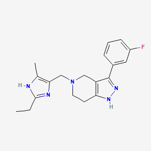 molecular formula C19H22FN5 B5085802 5-[(2-ethyl-4-methyl-1H-imidazol-5-yl)methyl]-3-(3-fluorophenyl)-4,5,6,7-tetrahydro-1H-pyrazolo[4,3-c]pyridine 