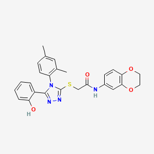 molecular formula C26H24N4O4S B5085811 N-(2,3-dihydro-1,4-benzodioxin-6-yl)-2-{[4-(2,4-dimethylphenyl)-5-(2-hydroxyphenyl)-4H-1,2,4-triazol-3-yl]thio}acetamide 