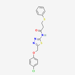 molecular formula C18H16ClN3O2S2 B5085828 N-{5-[(4-chlorophenoxy)methyl]-1,3,4-thiadiazol-2-yl}-3-(phenylthio)propanamide 