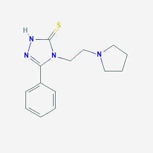 molecular formula C14H18N4S B508583 5-phenyl-4-[2-(1-pyrrolidinyl)ethyl]-4H-1,2,4-triazol-3-yl hydrosulfide CAS No. 947957-88-2